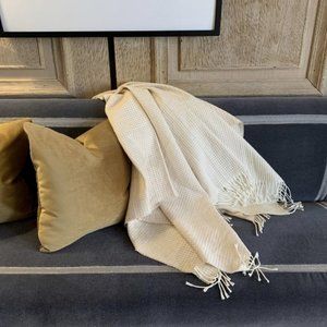 Waffle Weave Throw Blanket in Cream